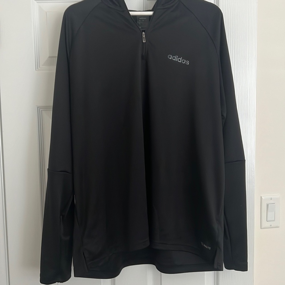 adidas - Long Sleeve Quarter-Zip with 3 Grey Stripes on sleeves